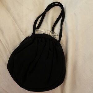 Black Women's Small clutch  Bag with Clear acrylic Accent